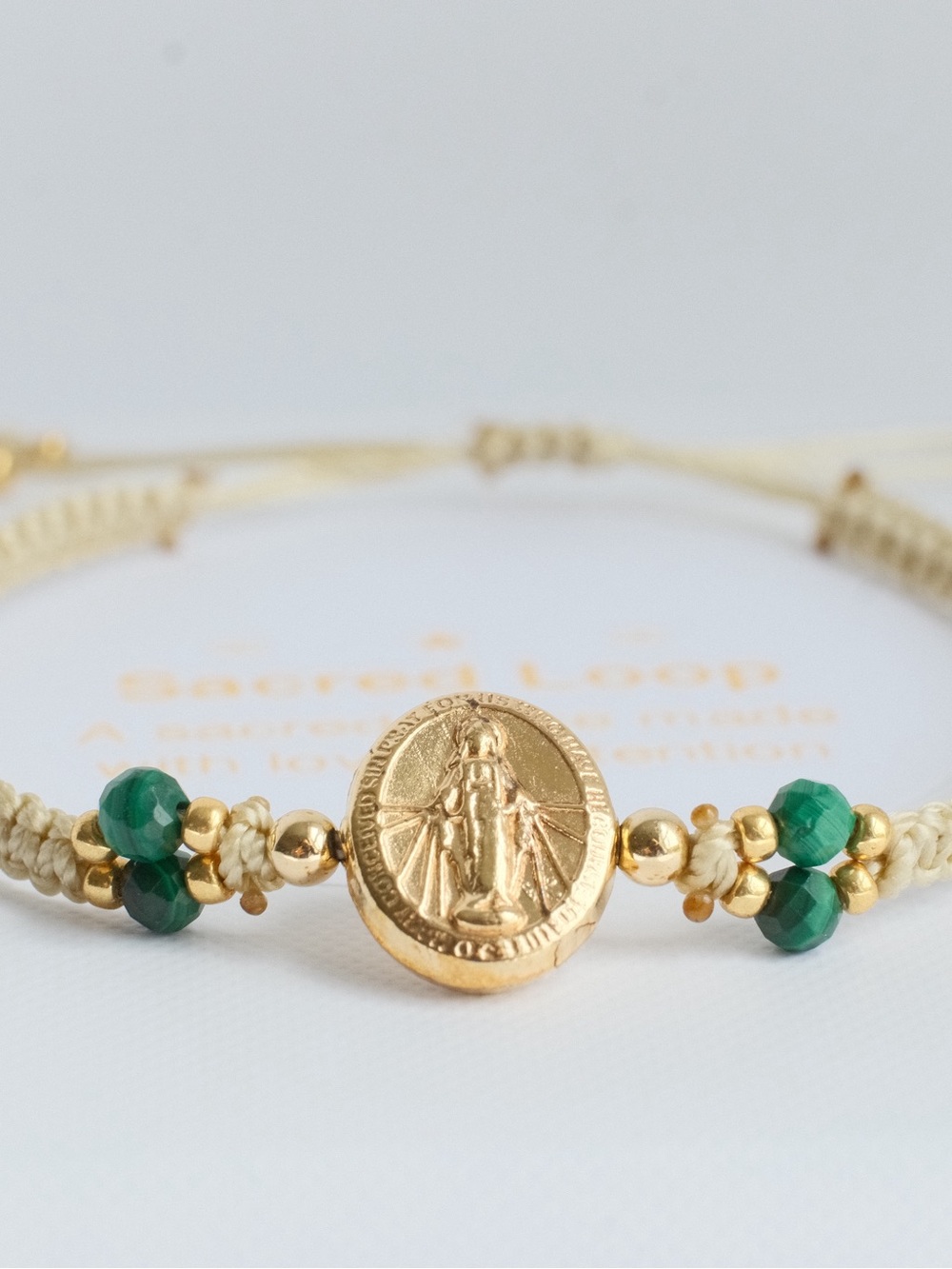 Malachite Miraculous Medal Bracelet | Gold Filled